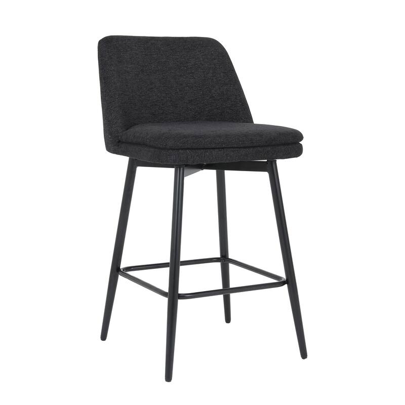 Counter Height Swivel Bar Stools Set of 2, 360°Swivel Upholstered Barstools with Back and Metal Legs, Counter Stools
