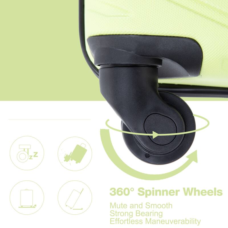 4-Piece Modern Lightweight Luggage with Adjustable Drawbar, Swivel Wheels and TSA Lock, for Boarding Travel, Fluorescent Green