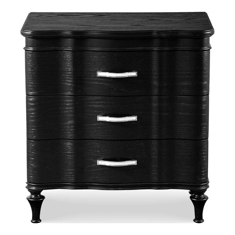 Furniture of America Seabliss Glam 3-Piece Black Solid Wood Panel Bedroom Set