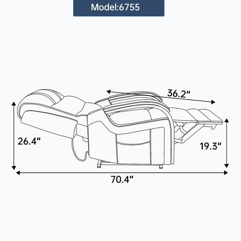 Dual Motor Power Lift Recliner Chair with Massage Heat and Wood Armrests