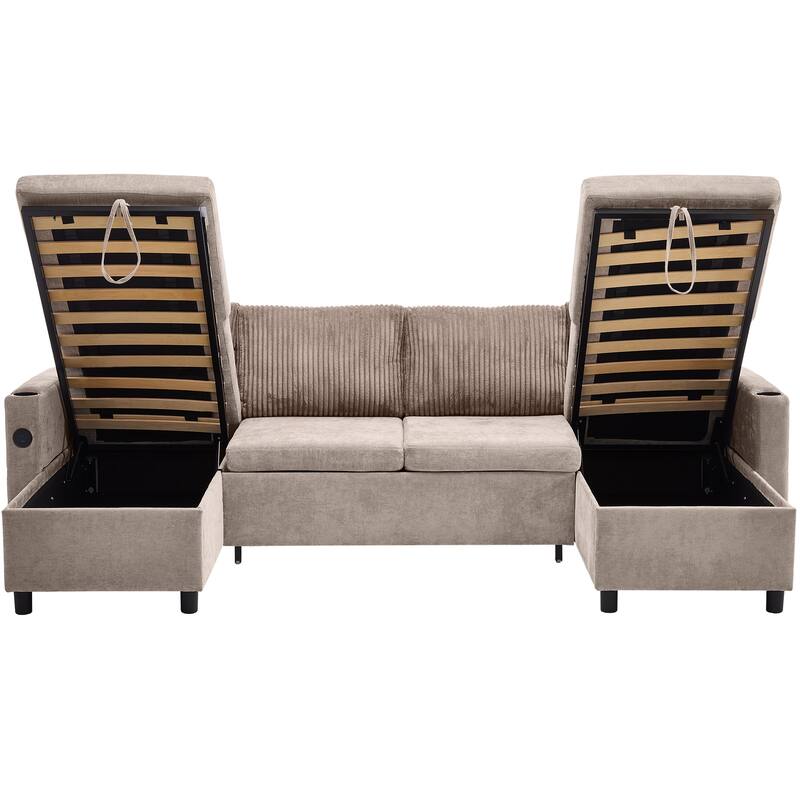 111.8 inch Sectional Sofa Pull-out Sofa Bed