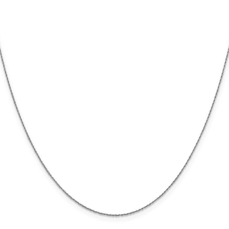 Curata 14k White Gold 0.8mm Loose Rope Chain Necklace - Options 16 18 20 24 Inches