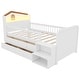 preview thumbnail 21 of 21, Wooden Twin Size Low Loft Bed with House Shape Headboard Built-in LED Lights, Kids Storage Bed with Drawers and Storage Stairs