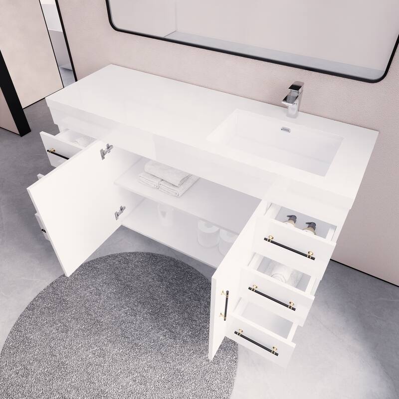 Eliza 60'' Freestanding Vanity Single Sink on the Right