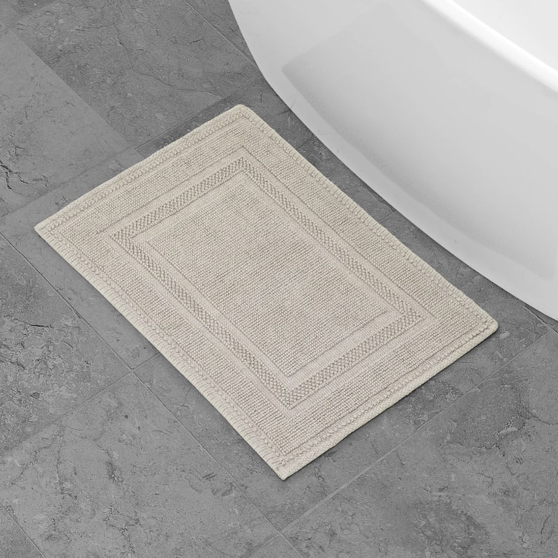 Jean Pierre Cotton Stonewash Racetrack 17 x 24 in. Bath Rug - Taupe Grey