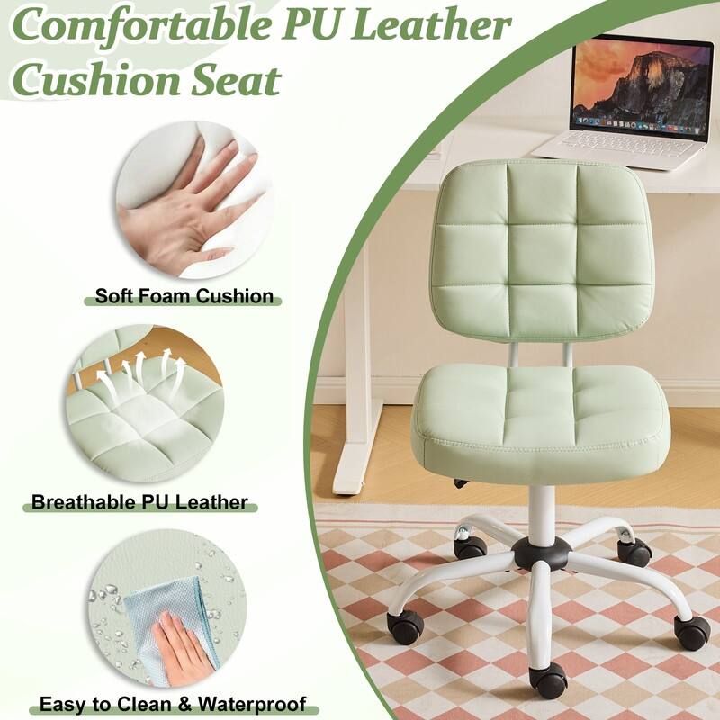 22.1 Inch Upholstered PU Lattice Swivel Office Chair