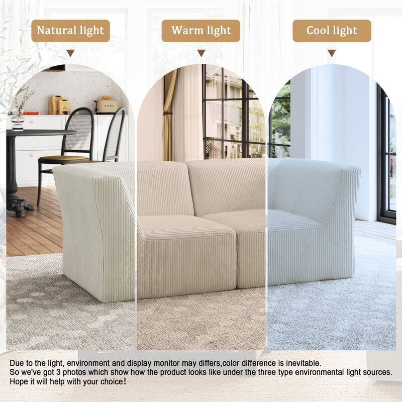 Modern Corduroy Fabric Loveseats Sofa Sectional Sofa
