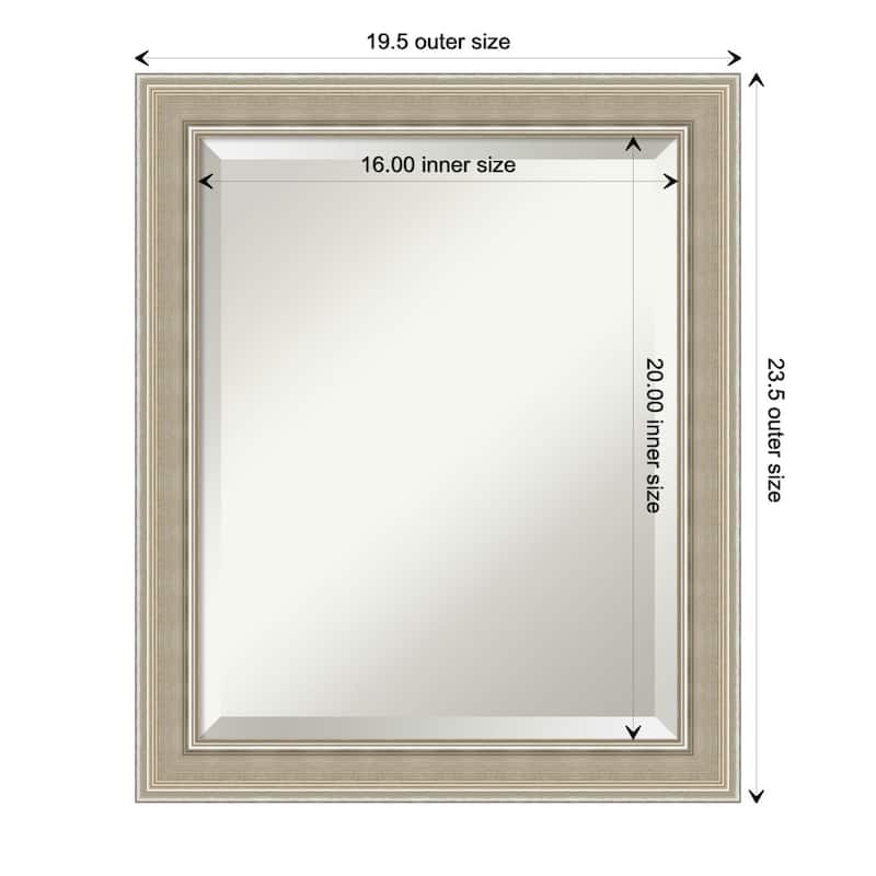 Mezzo Silver Beveled Wood Framed Bathroom Vanity Wall Mirror - Mezzo Silver - Glass Size 16x20