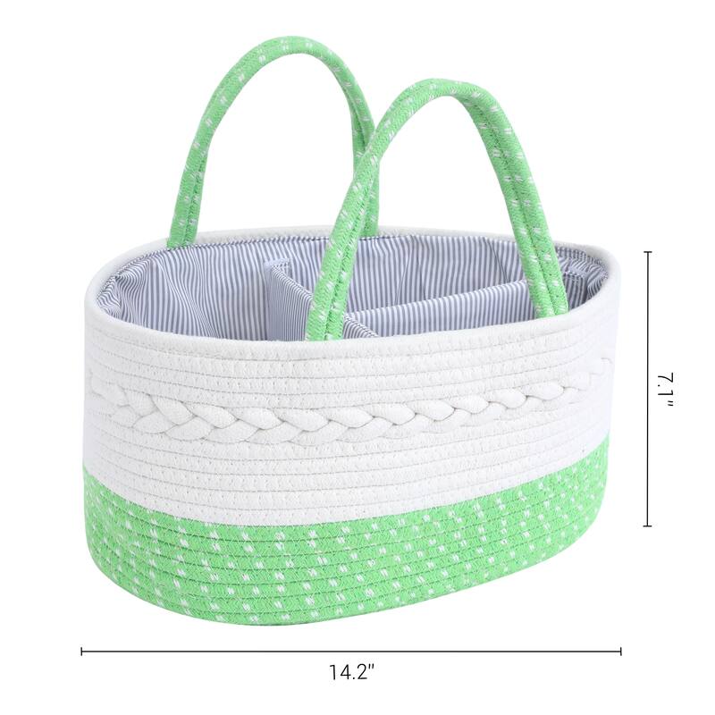 1Pcs Woven Storage Basket, Shelf Closet Storage Bin for Blankets - 14.2x9.1x7.1" - Green