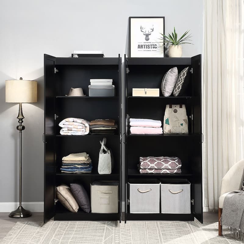 Manhattan Comfort Hopkins Modern Storage Closet 3.0 in Black - Set of 2