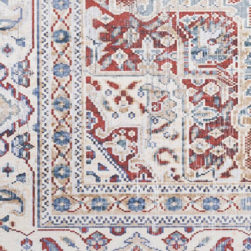 Ledol Power Loomed Distressed Floral Non Skid Stain Resistant Low Pile Area Rug By HomeRoots - 84' X '60' X '0.2