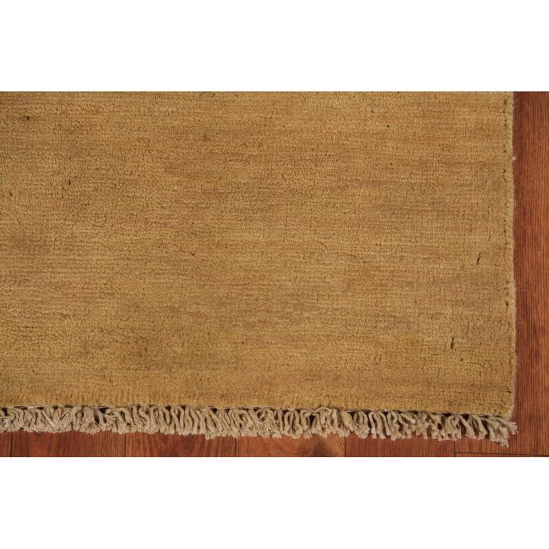Solid Yellow Gold Modern Gabbeh Oriental Area Rug Handmade Wool Carpet - 4'9" x 6'5"