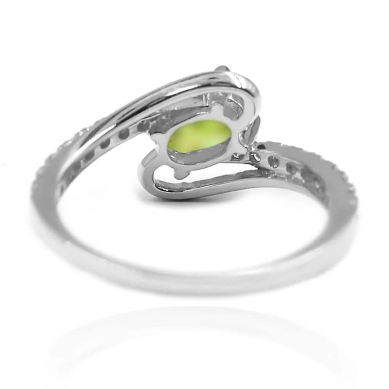 925 Sterling Silver Peridot and White Topaz Ring