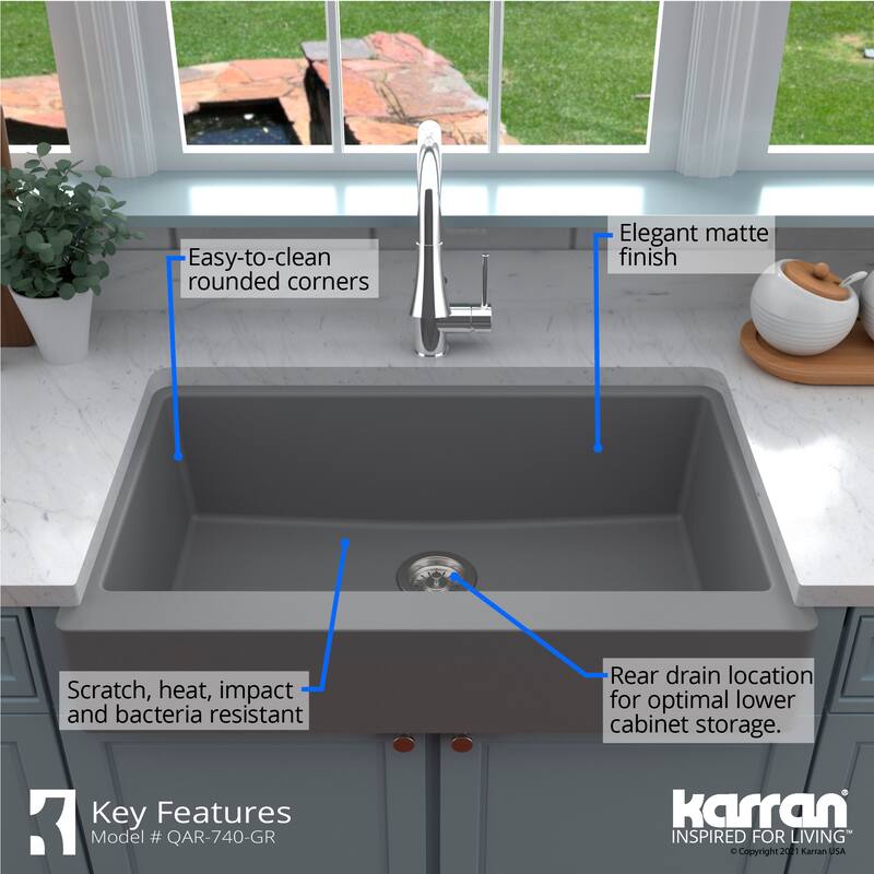 Karran Retrofit Apron Quartz Single Bowl Kitchen Sink