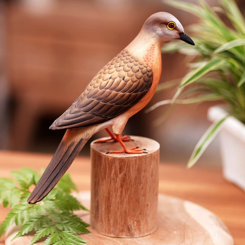 Novica Handmade Passenger Pigeon Wood Statuette