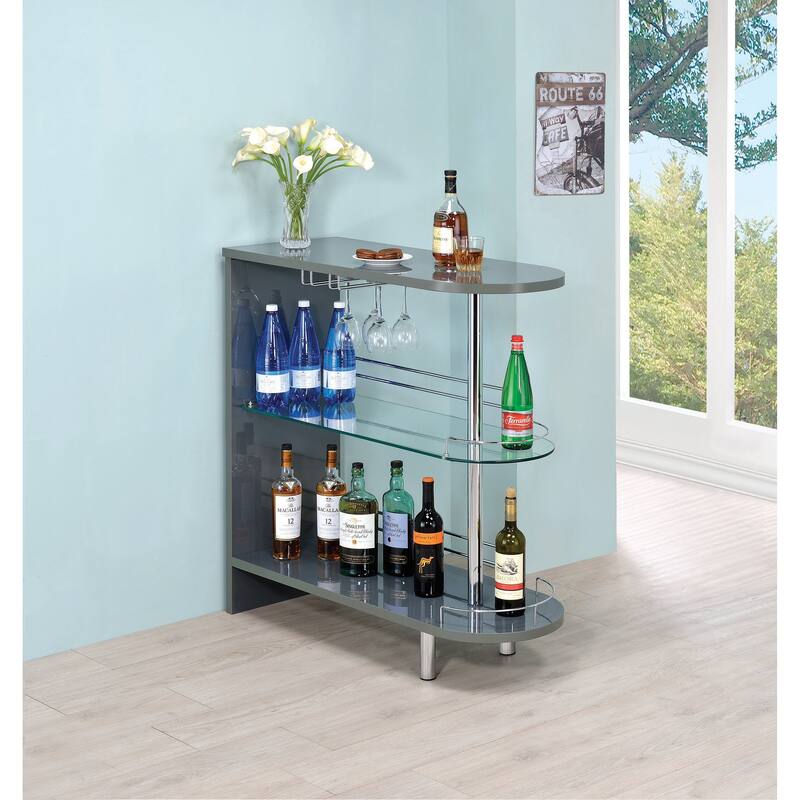 3-Tier Bar Table Glossy Grey And Clear - White