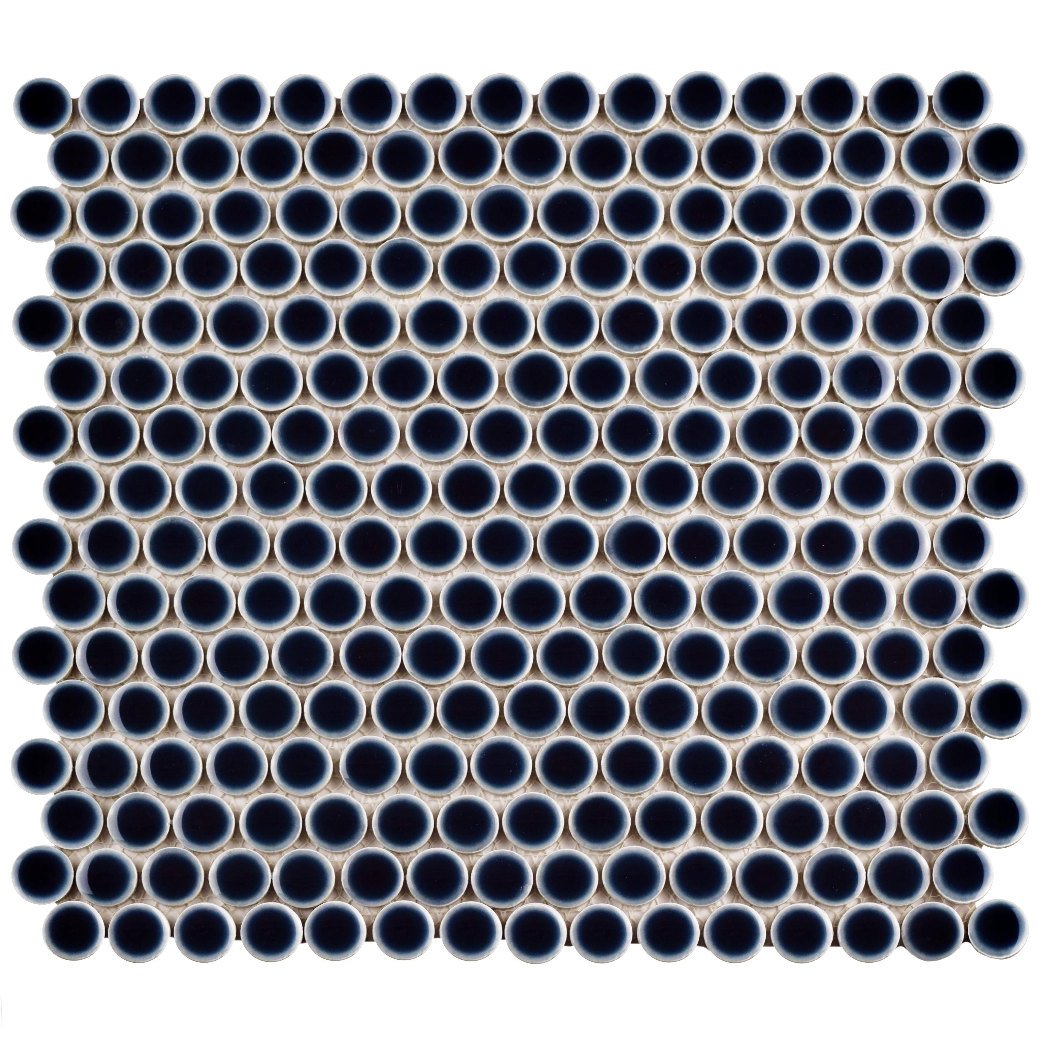 Merola Tile Hudson Penny Round Noir 11-7/8" x 12-5/8" Porcelain Floor and Wall Tile