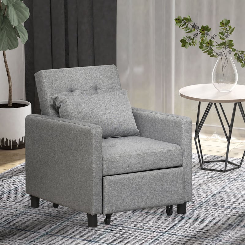 Grey 27.3" Tufted Lounge Chair with Adjustable Backrest