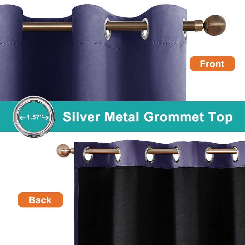 Pro Space Indoor Completely Blackout Curtain Grommets with Coating, 2 Panels