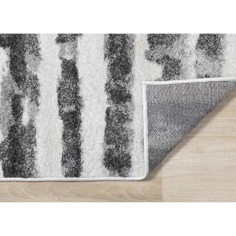 Flynn Collection - Grey Distressed Stripes Rug