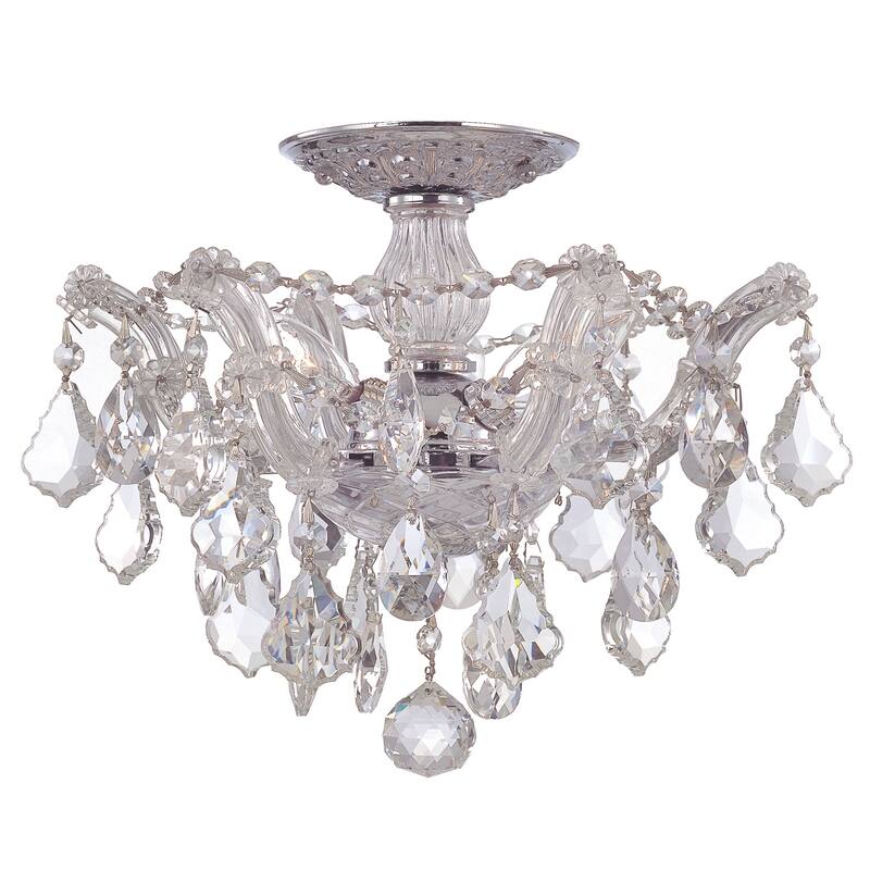 Maria Theresa 3 Light Swarovski Strass Crystal Chrome Semi-Flush - 13.5'' W x 11.5'' H - 13.5'' W x 11.5'' H