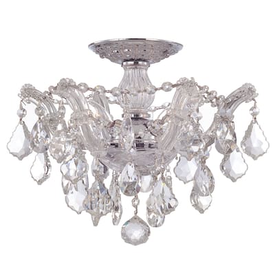 Maria Theresa 3 Light Swarovski Strass Crystal Chrome Semi-Flush - 13.5'' W x 11.5'' H