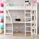 preview thumbnail 1 of 22, Modern Twin Size Loft Bed With 4 Layers Of Shelves And L-shaped Desk,Sockets,USB Ports,Wireless Charging White