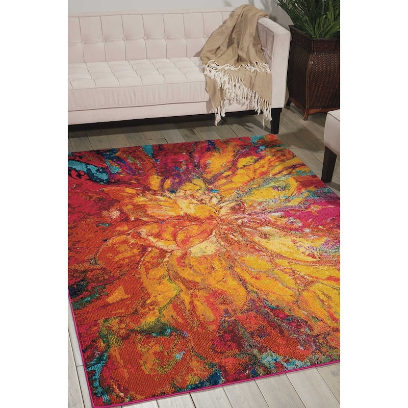 Nourison Celestial Abstract Colorful Area Rug - 5'3" x 7'3" - Red/Gold - Rectangle