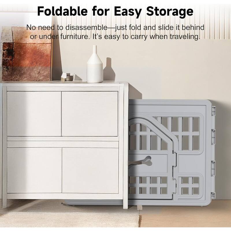 4 Panel Dog Playpen with Door,Thickened Material,Resin Dog Play Pen for Small and Medium Dogs,Portable for Easy Transportation