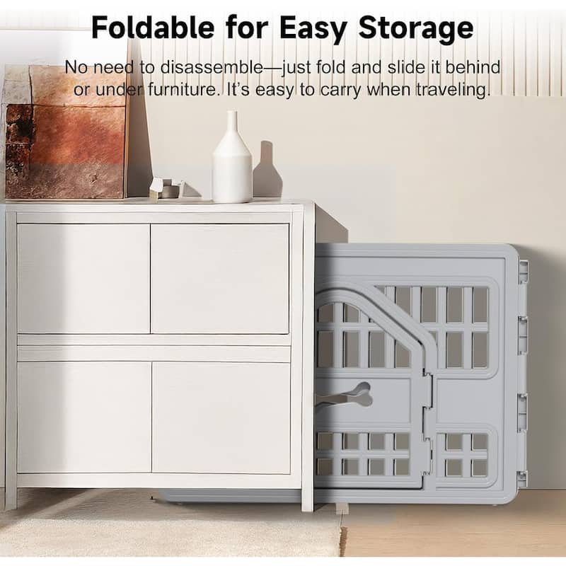 6 Panel Dog Playpen with Door,Thickened Material,Resin Dog Play Pen for Small and Medium Dogs,Portable for Easy Transportation