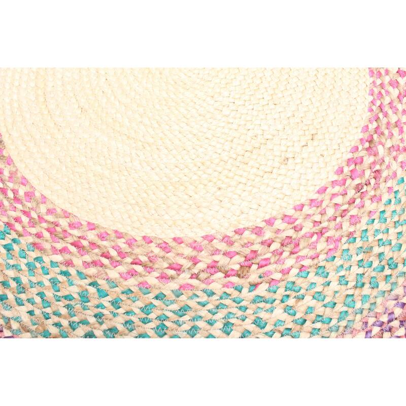 ECARPETGALLERY Braided Weave Palas Denizli Cream Jute Rug - 3'3 x 3'3