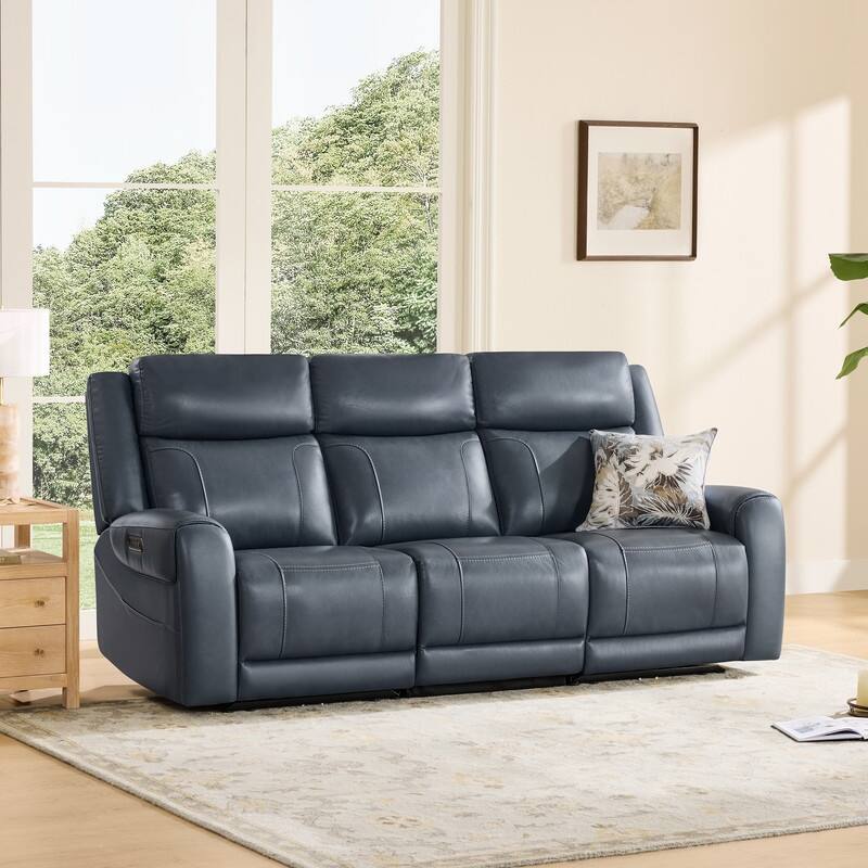 Spruce & Spring Leo Power Wall Hugger Reclining Sofa with Multi-Function Console - 3 Pieces - Navy