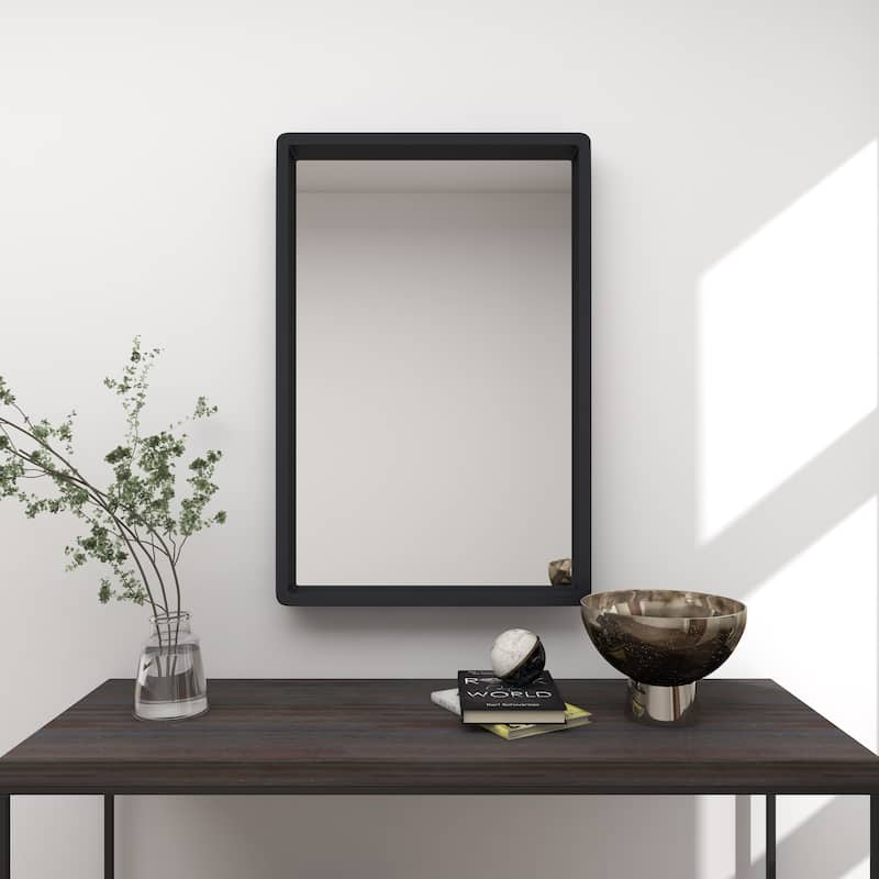 Black Wooden Minimalistic Room Wall Mirror