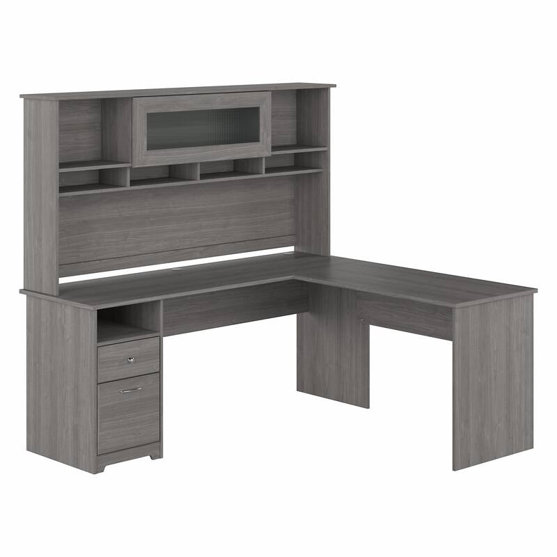 72W L-shaped Computer Desk with Hutch and Drawers by Bush Furniture