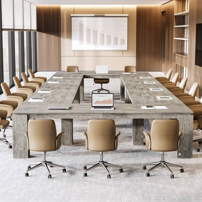 86-Inch Industrial Conference Table, Extra Long Office Meeting Table