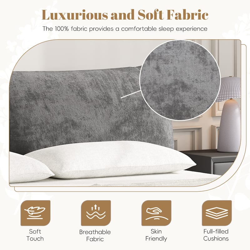 Christopher Knight Home - Julian Modern Fabric Upholstered Bed Frame with Adjustable Cushions and No Box Spring Design