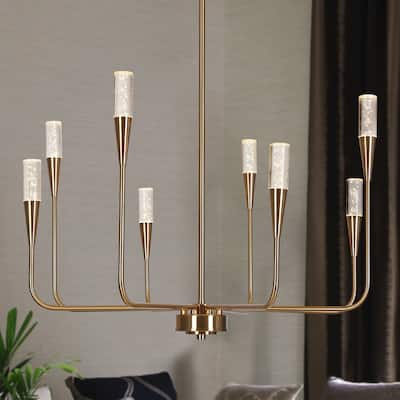 Modern Gold LED Chandelier 8-Light Wheel Candle Lights for Dining Living Room