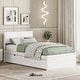 preview thumbnail 6 of 7, Twin Size Bed with Trundle Bed, Wooden Platform Bed Frame with Headboard and Twin Size Trundle Bed, for Girls Boys Teens Adults