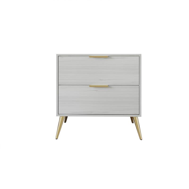 CraftPorch Contemporary 2-Drawers Wooden Nightstand - Light Grey