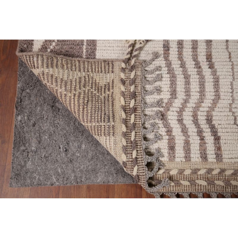 Earth Tone Moroccan Modern Area Rug Handmade Wool Carpet - 9'0"x 12'0"