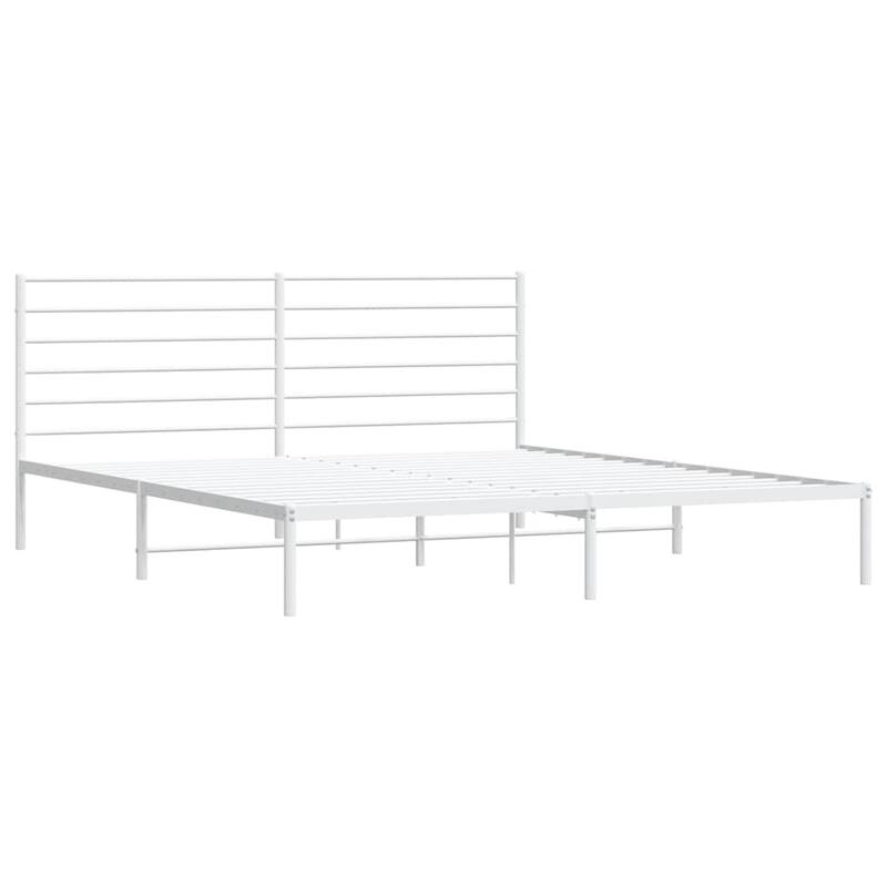 vidaXL Metal Bed Frame with Headboard, No Mattress