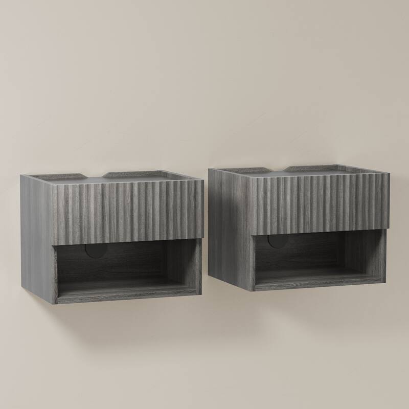 Modern Wall-Mounted Floating Nightstands with Drawer (Set of 2)