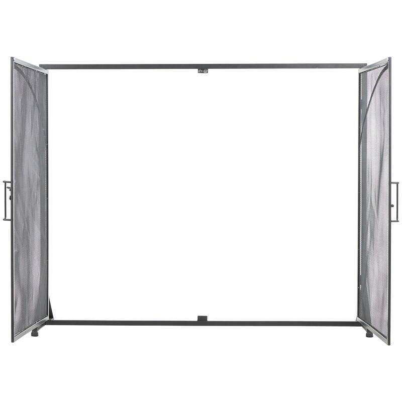 Metal Single Panel Fireplace Screen with Arch Inspired Doors and Handles - Black - Roche River Decor - 12"W x 31"L x 32"H