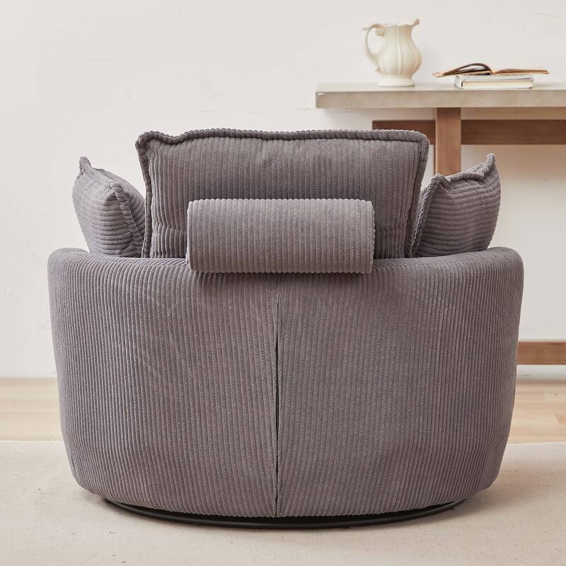 Oversized Swivel Chair with moon storage ottoman