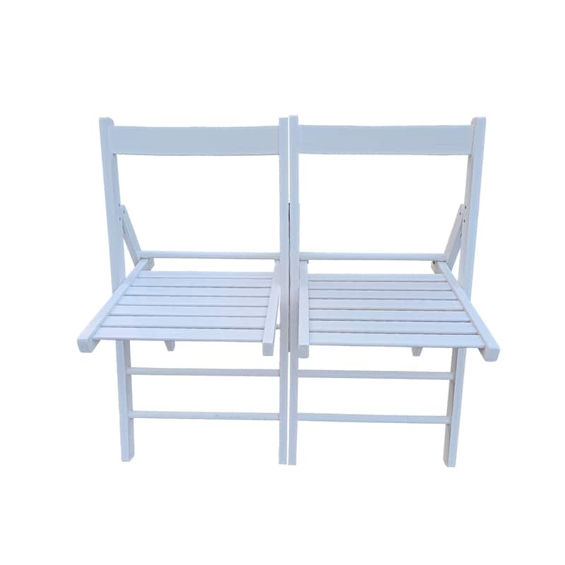 Set of 2 Solid Wood Folding Chairs with Slatted Seat, Open Back, Fully Assembled for Indoor & Outdoor Use