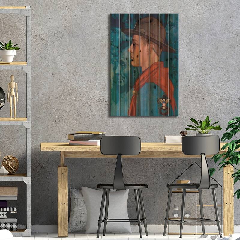 Spirit of America (Blue) Print On Wood by Norman Rockwell - Multi-Color