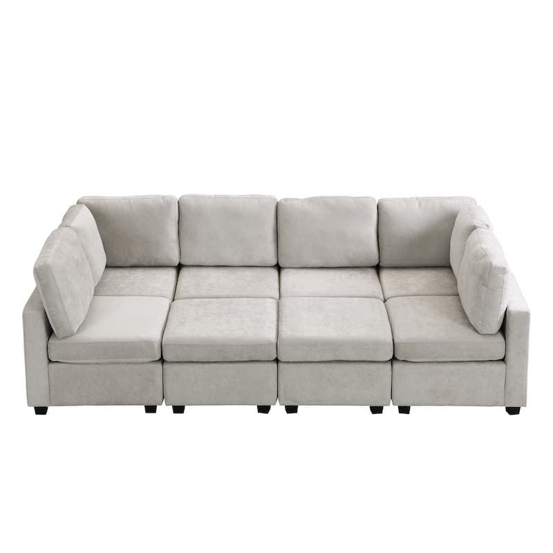 103" 6 Seat Modular Sectional Sofa Set with Ottoman and USB Ports