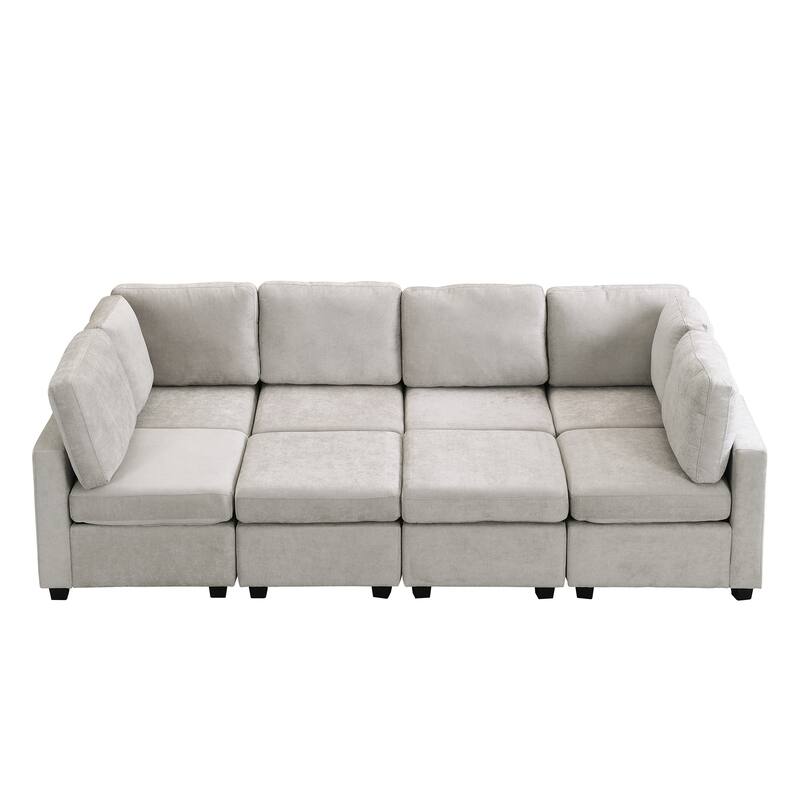 Modern Modular Sectional Sofa with Movable Ottomans and USB Ports for Versatile Seating in Contemporary Living Spaces