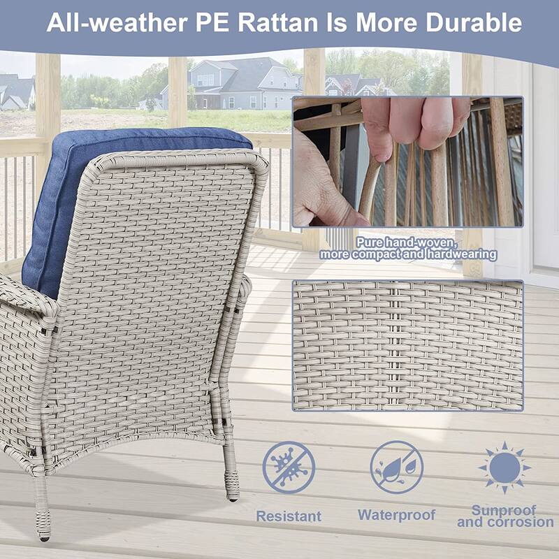 Gymojoy Outdoor Loveseat Sofa Table With Swivel Rocking Chair Furniture Set