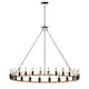 The Gray Barn Liam 48-inch Round Wagon Wheel 24-light Chandelier - Smith Iron/Imitation Wood Grain